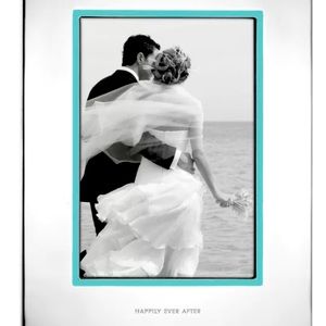 Kate Spade 5x7” picture frame with the words “Happily Ever After” engraved